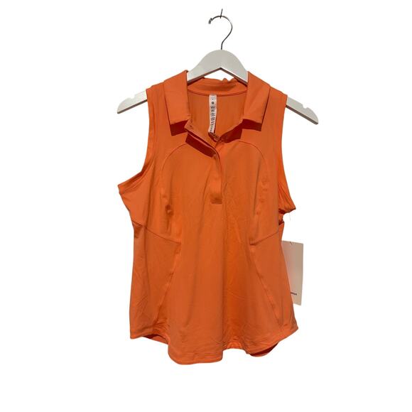 NWT Lululemon Women Size 8 Orange Quick Dry Sleeveless Pickleball Golf Polo Gift - Picture 1 of 11